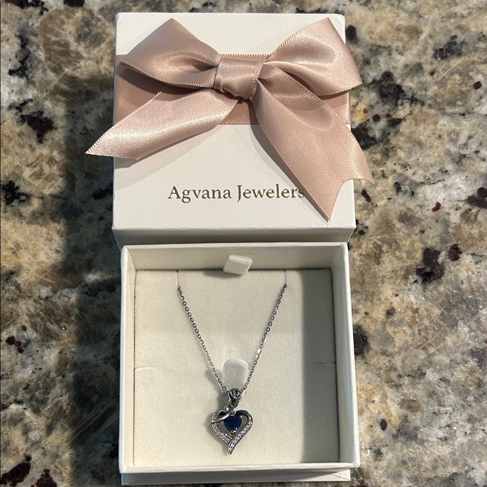 Silver and Blue Heart Pendant Necklace